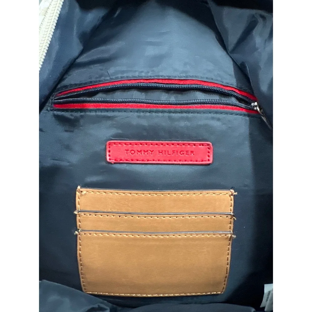 Tommy Hilfiger Mini Backpack Monogram Jacquard Cream Tan Brown Logo Bag